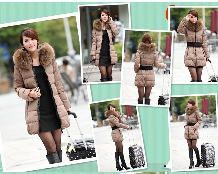 Real natural fur collar winter women's medium-long style Slim white duck down out wear coat down jacket