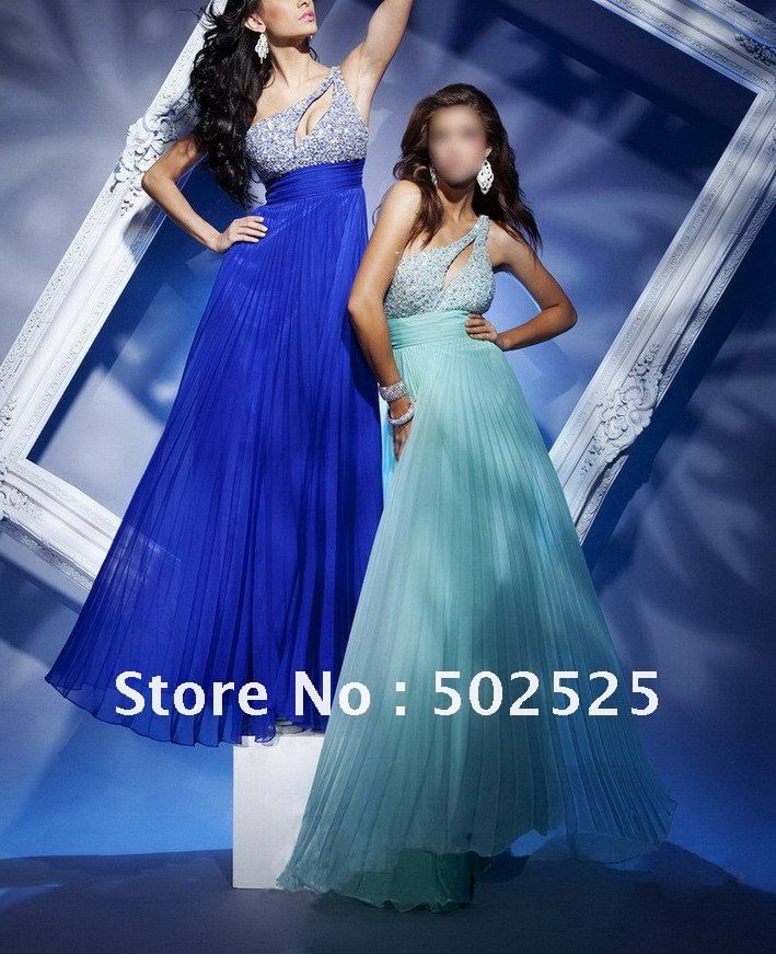 Real Photoes Chiffon Fabirc Handmake Pleat And Beading One-Shoulder Cocktail Dress OL101976 Free Shipping