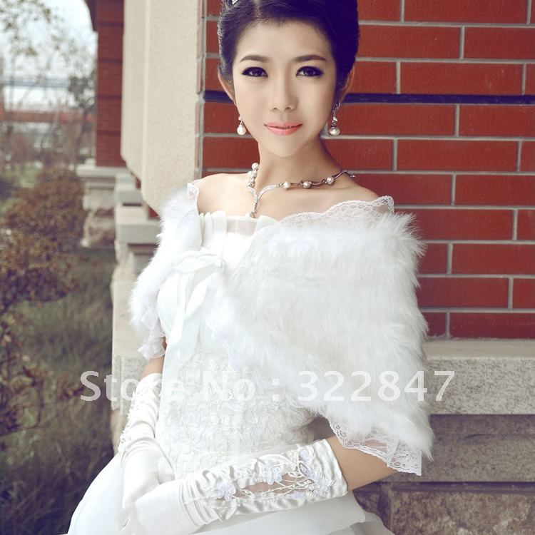 [Real Photos] Fur shawl 775 Wedding Capes white bride cape/ Faux Fur Wedding Bridal Wrap/Jacket/Shawl