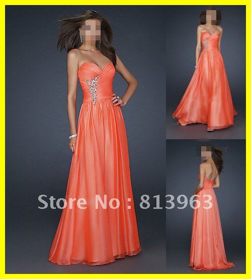 Real Picture Hot Sale 2013 Elegant A-Line Sweetheart Floor Length Beaded  Chiffon Orange Long Prom Evening Dresses