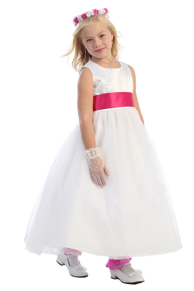 Real picture!jewel neckline sash ball gown handmade flower girl dresses organza girl pageant dresses