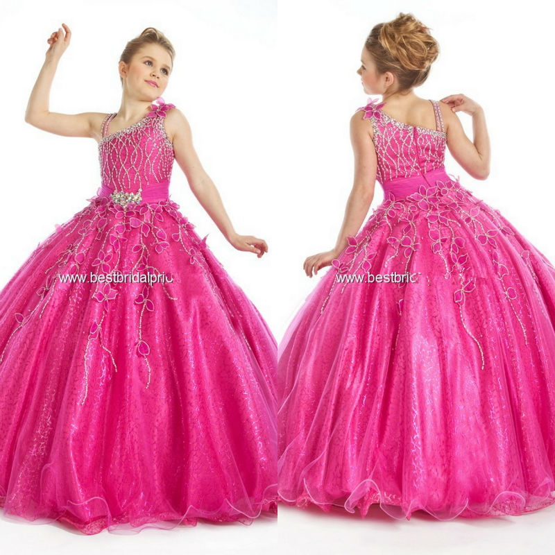 real samples floor length petal decorations embroidery long irregular neckline beaded ball gowns for children