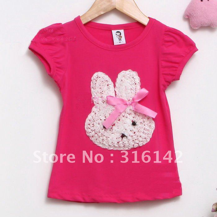 Recommend! Cute design Brand Baby T-shirt, baby vest, baby tshirt 11093-3 hot pink