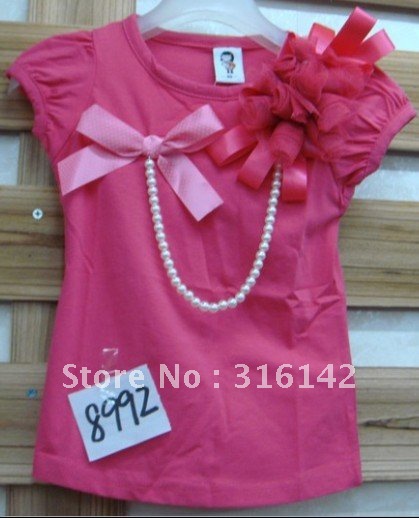 Recommend! Cute design Brand Baby T-shirt, baby vest, baby tshirt 8992 -4 hot pink