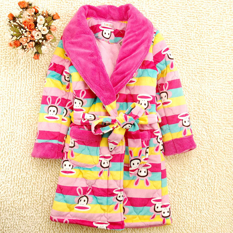 Recovers the child bathrobe female child winter children's clothing lounge entresol cotton coral fleece thermal super soft
