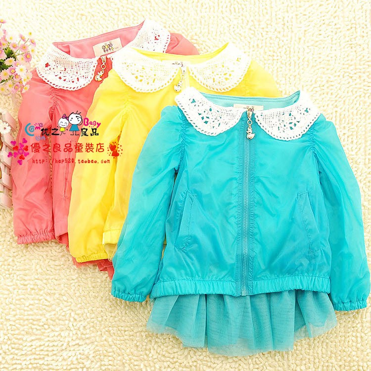 Recovers the outerwear children's clothing female child 2013 spring child baby sun protection clothing princess trench cardigan