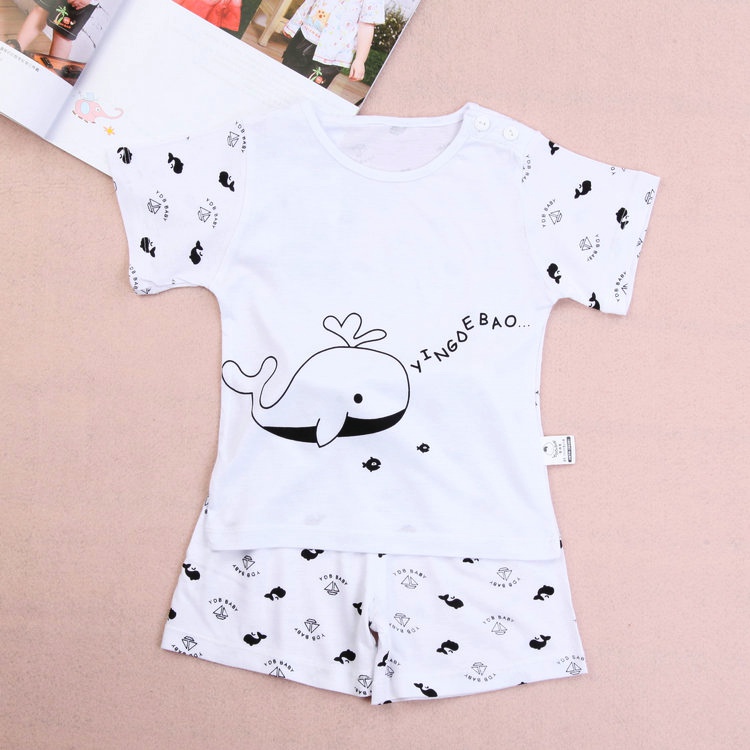 Recurrent bamboo fibre baby child sleepwear ultra-thin short-sleeve underwear set