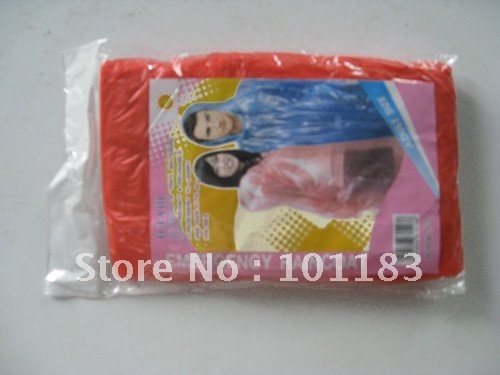 Red 0.02mm fashion foldable  PE Raincoat /Disposable Raincoat