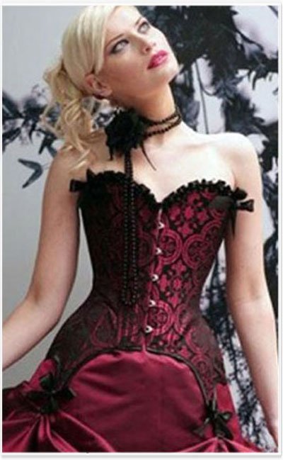 Red and Black fashion overbust corset Free shipping - qm2006red