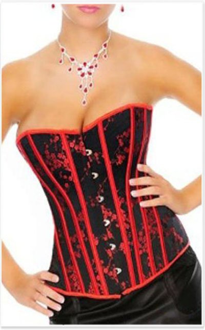 Red and black fashion overbust corset Free shipping - qm9388red