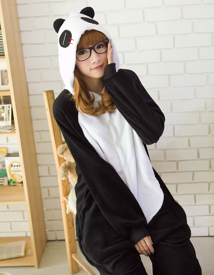 Red autumn and winter cartoon animal lovers one piece coral fleece sleepwear