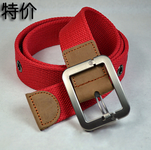 Red casual pin buckle canvas belt Women canvas strap leather bag women's fashion waist belt