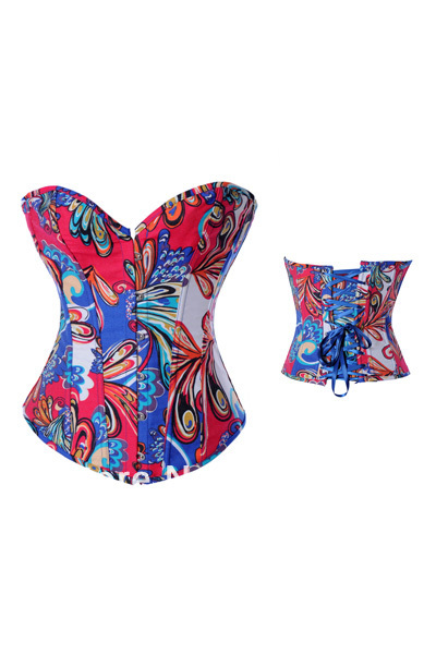 Red Feathers Printed Corset LB4093