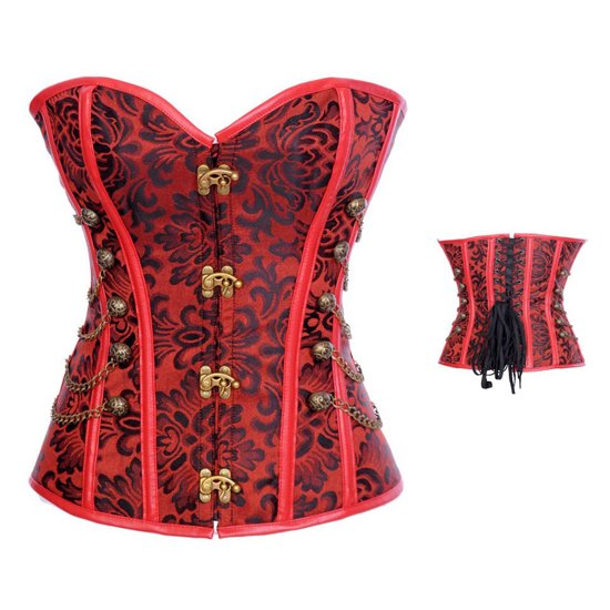 Red Floral Corset ,Bead chain exercise selfcontrol corset Free Shipping - 2837