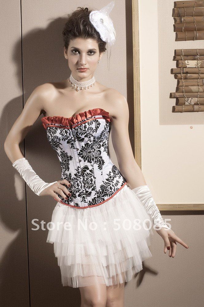 Red Lace Sixe Silver Printing Body-Built Palace Bust 5105