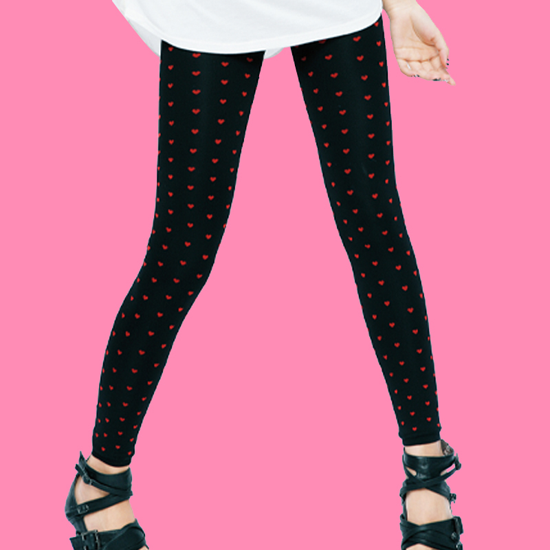 Red mid waist 100% of love jacquard cotton legging warm pants rc20219