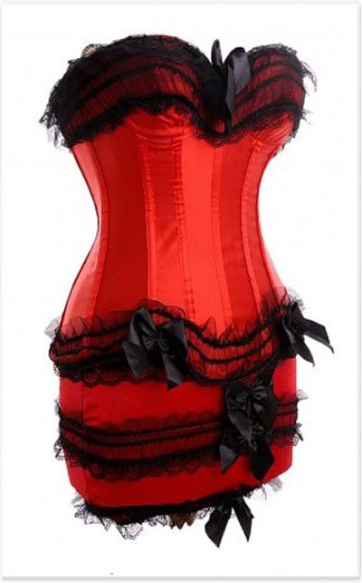Red overbust Corset Skirt suits Free shipping - qm609red