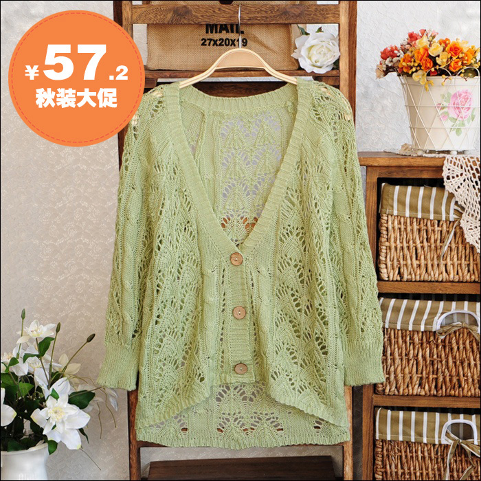 Red s4147 autumn 2012 loose cutout batwing sleeve sweater cardigan