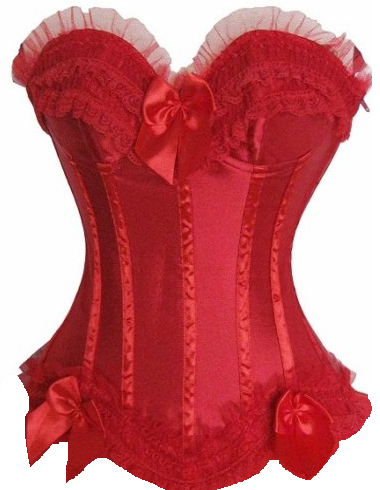 Red satin lace up boned corset bustier lingerie with padded bra underwear factory supplier S-2XL