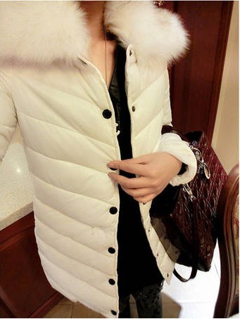 Red scarf 2012 autumn and winter female new arrival candy color fur collar cotton medium-long wadded jacket outerwear 433