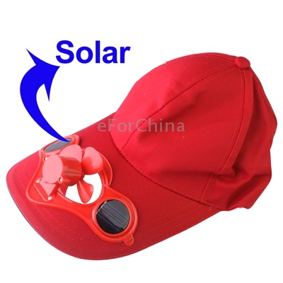 Red Solar Power Hat Cap with Cooling Fan for Outdoor Golf Baseball Free Shipping