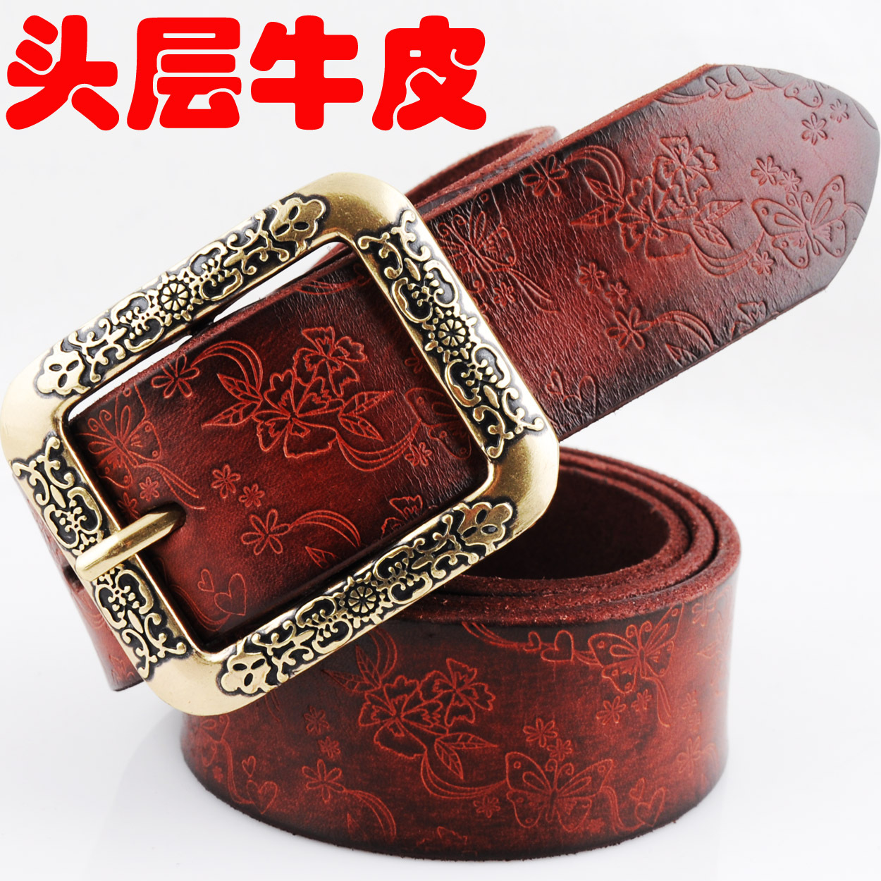 Red strap 2012 women's genuine leather belt casual vintage genuine leather