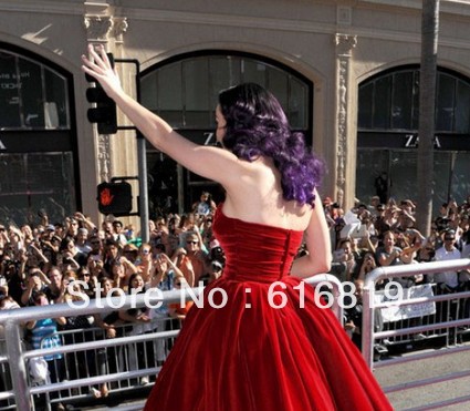 Red Strapless Cocktail Dress Katy Perry :Part of Me 3D Premiere