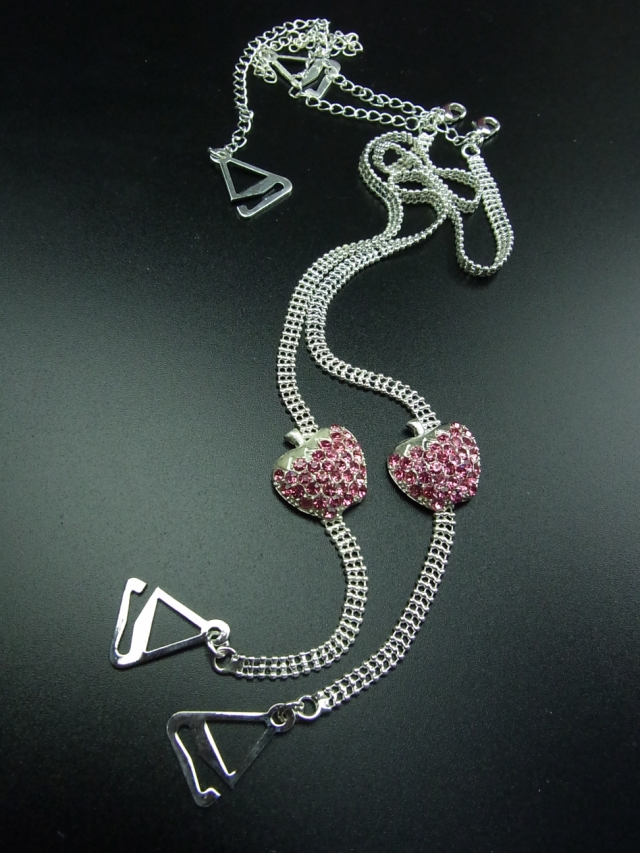 Red strawberry rhinestone underwear bra shoulder strap all-match tube top strapless formal dress shoulder strap