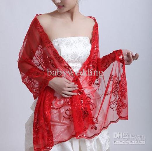 red wedding cappa lace shawl rhinestone Chinese wind yarn