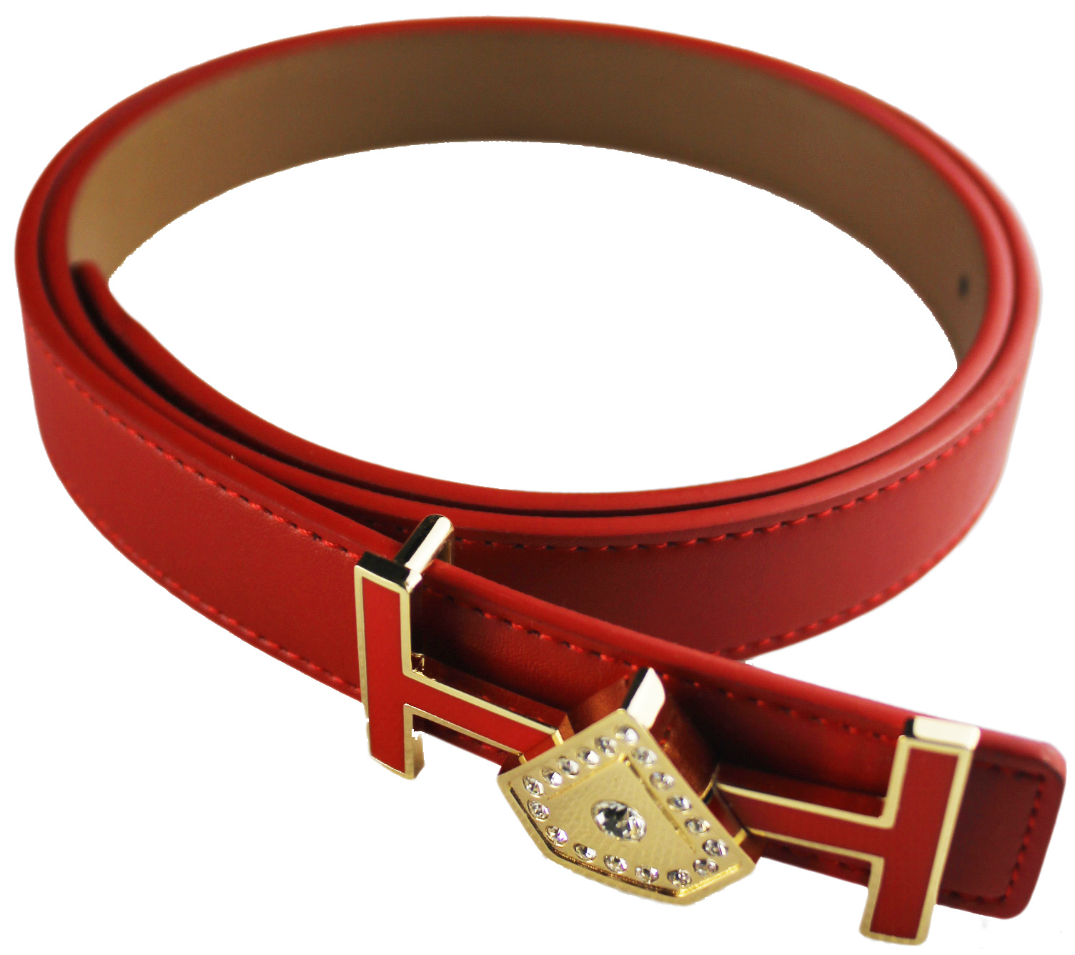 Red Women genuine leather belt cowhide fashion