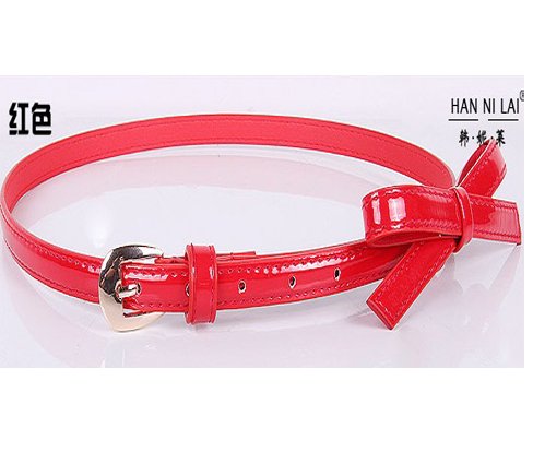 ree shipping fashion western women cow leather skinny belt,lady bow thin genuine leather  belt for dress