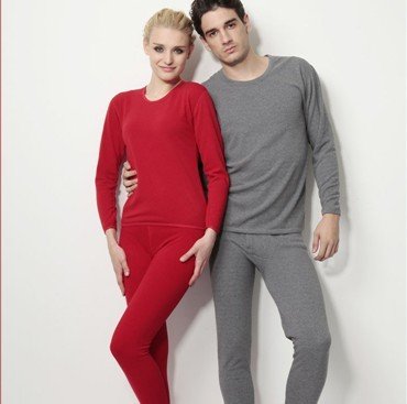 Regenerative gold cashmere thermal underwear suite men set a couple of low collar Black red 2012Free Shipping