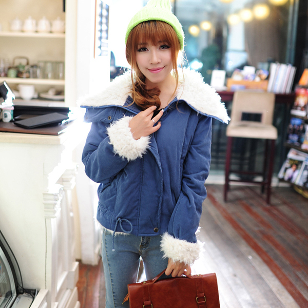 Regular Lady Ladies' Flocking Lambs Fleece Winter Cotton Coat Outerwear Freeshipping # L034351