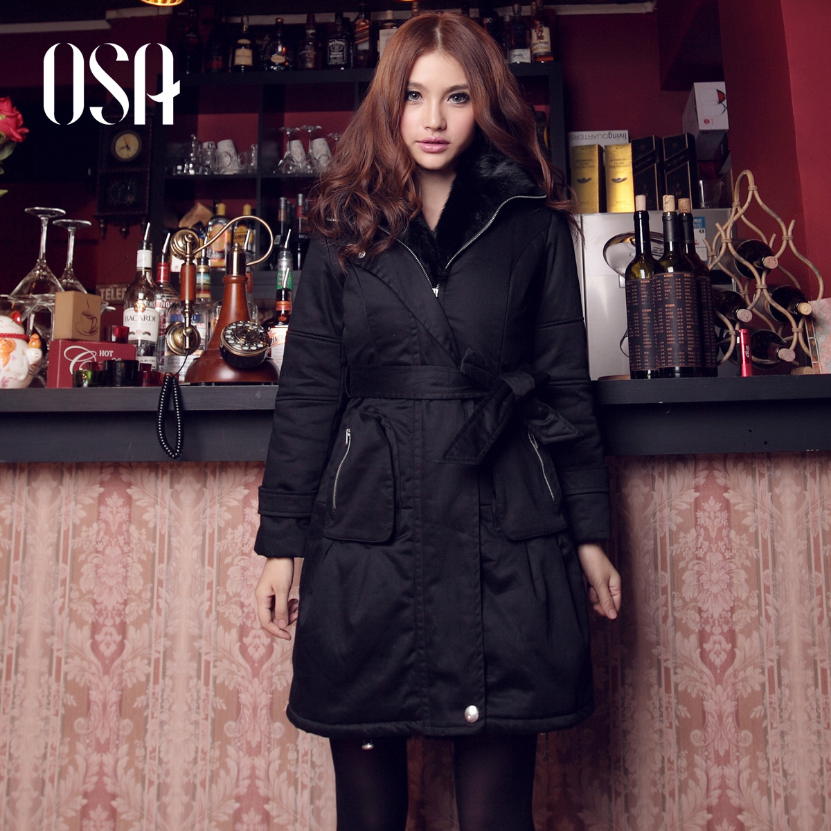Rencounter winter women's osa plus size slim long design thickening wadded jacket outerwear cotton-padded jacket female m90901