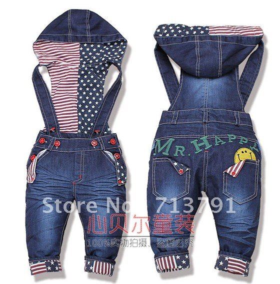 Retail- 1 pcs Baby boy/Girls Jeans  Long Trousers Fashion Kids Overall pants ,baby fishion Overall