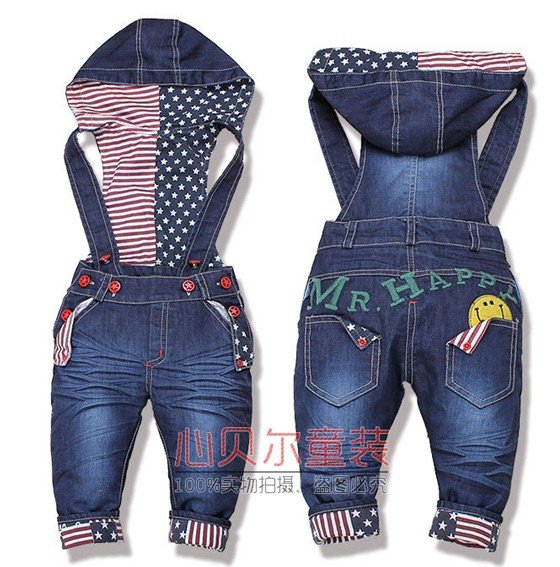 Retail- 1 pcs Baby boy/Girls Jeans Long Trousers Fashion Kids Overall pants ,baby fishion Overall