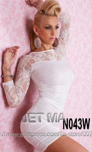 Retail-1pcs-Popular Lace Stretch Lycra Black Clubwear Dress With G-string Stretch Fabric 043 N043 N043B