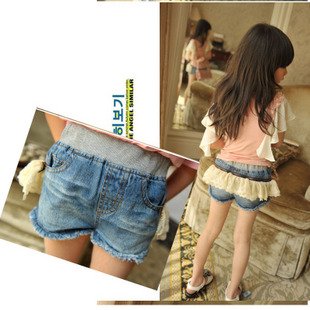 Retail 2012 Lace Jeans Shorts Baby Girl Summer Clothing Kid's Short Pants  Children Trousers Free Shipping