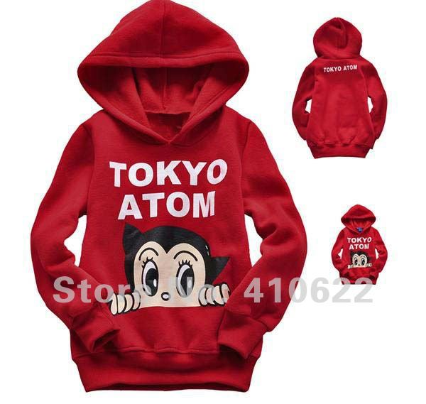 Retail 2012 New arrival baby gril ATOM clothing set:  children's cloth boy girls red Hoodie for autumn and winter