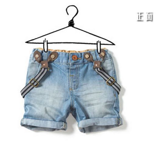 Retail 2013 children's clothing child shorts baby boy girl child denim suspenders shorts baby jeans pants free shipping