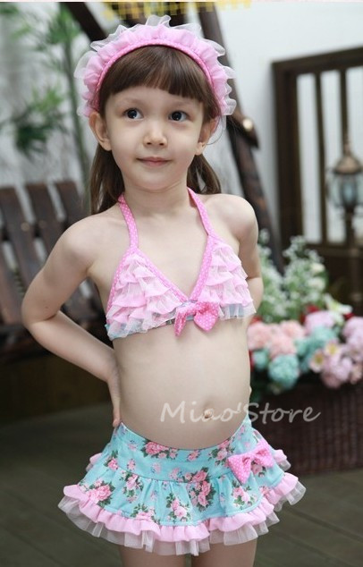 Retail, 2013 new child flower lace swimwear, split swimsuit/swim wear for children's/baby/kids/girl/girls