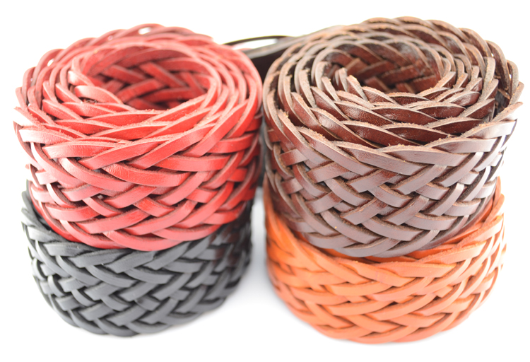 retail 6301 first layer of cowhide women's strap belt female genuine leather fashion all-match knitted decoration