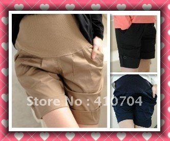 retail and wholesale fashion cotton summer maternity pants shorts trousers Elastic waistline Pregnant girl m-xl black khaki