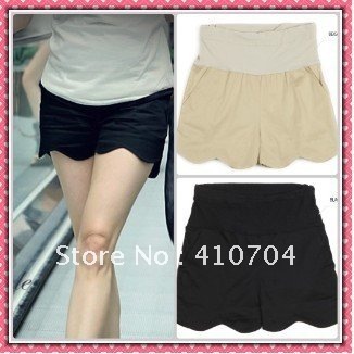 retail and wholesale fashion cotton summer maternity pants shorts trousers Elastic waistline Pregnant women m-xl black beige