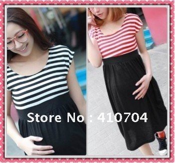 retail and wholesale fashion maternity wear clothing summer dress skirt short sleeves Pregnant women red/black