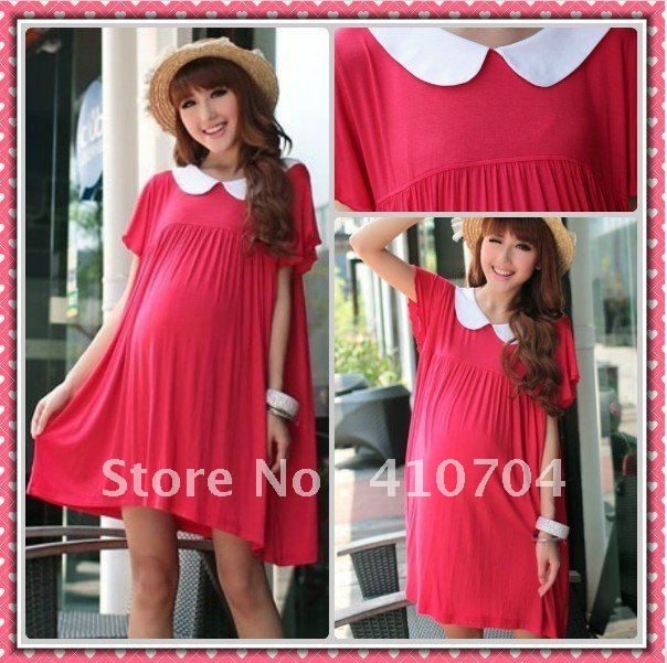 retail and wholesale fashion maternity wear cotton clothing summer dress skirt short sleeves for Pregnant women red top quality