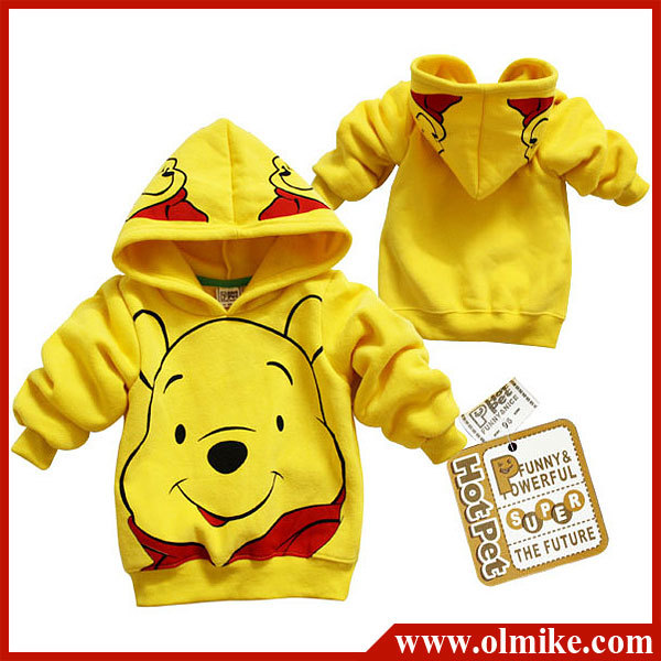 RETAIL baby cartoon Hoodies coat thick warm&thin boy's Sweatshirts pooh hoody baby clothling wear cotton 1-7T freeshipping CD049
