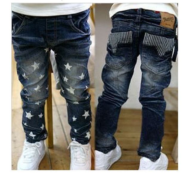 retail baby stars jeans casual fashion denim pants trousers boys girls spring autumn denim jeans free shipping
