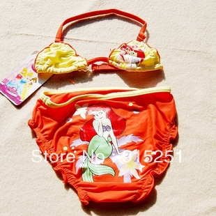 Retail !branded girls mermaid princess bikini swimwear kids cartoon bikini swimsuit free shipping