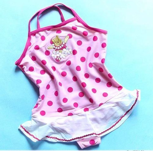 Retail Cute Girls Swimwear One Piece Toddler Swimsuit Fine Embroidery Lycra Freeshipping